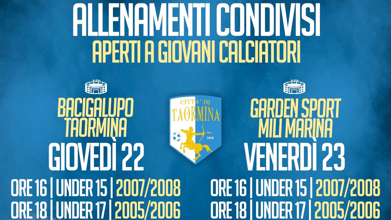 Città di Taormina, riparte l’attività giovanile: allenamenti condivisi il 22 e 23 luglio